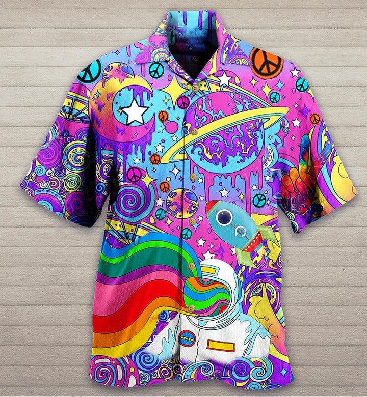 Hippie Aloha Hawaiian Shirt - Hippie Planet Peace The Colorful Of Life Hawaiian Shirt For Summer - Perfect Gift For Friend, Family - Image 2