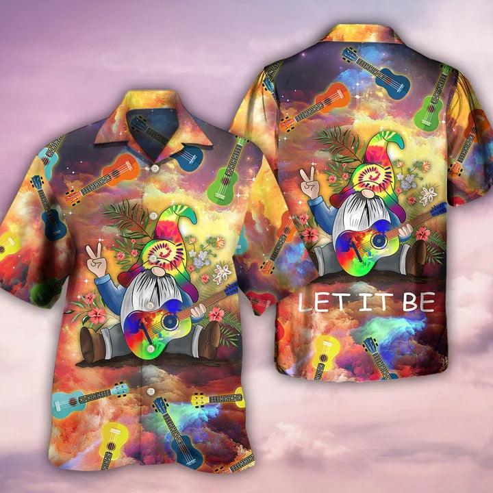 Hippie Aloha Hawaiian Shirt - Hippie Ukulele Hippie Let It Be Hawaiian Shirt For Summer - Perfect Gift For Friend, Family - Image 2
