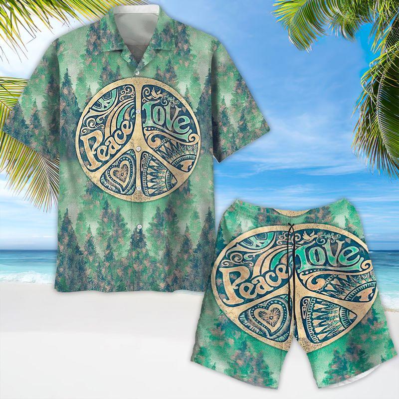 Hippie Aloha Hawaiian Shirts For Summer, Hippie Peace Love Hippie Style Hawaiian Set For Men Women, Best Gift For Friend, Hippie Lovers