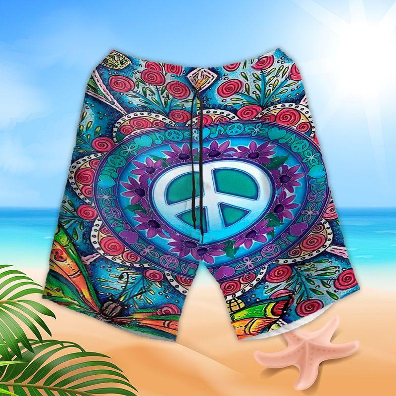 Hippie Aloha Hawaiian Shirts For Summer, Peace Mandala Style Hawaiian Set For Men Women, Best Gift For Friend, Hippie Lovers, Holiday - Image 3
