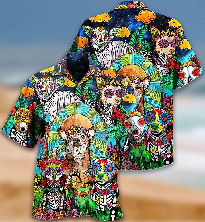 Hippie Chihuahua Aloha Hawaii Shirt - All You Need Is Love And A Chihuahua Hawaiian Shirt For Summer - Perfect Gift For Dog Lovers, Friend, Family