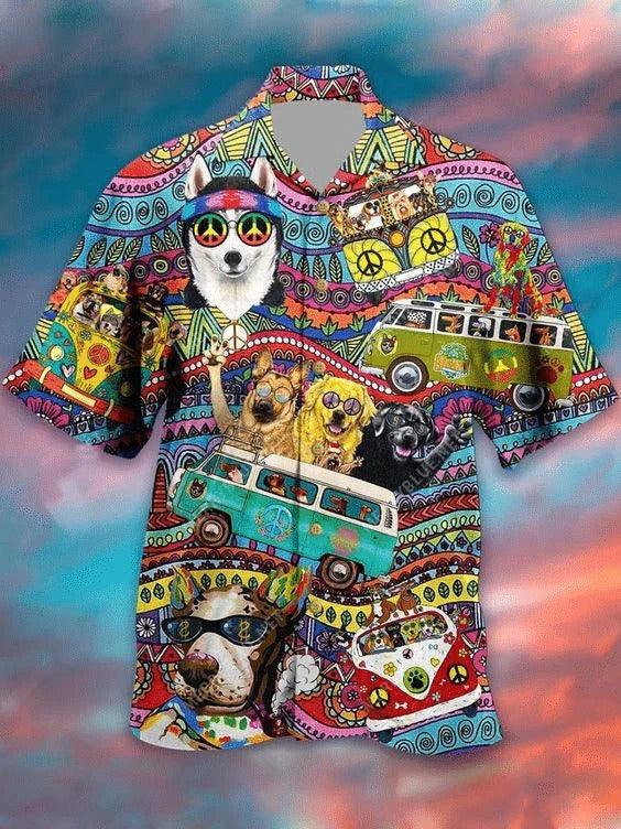 Hippie Dog Aloha Hawaii Shirt - Dogs Love Cool Life Style Hawaiian Shirt For Summer - Perfect Gift For Dog Lovers, Friend, Family - Image 2