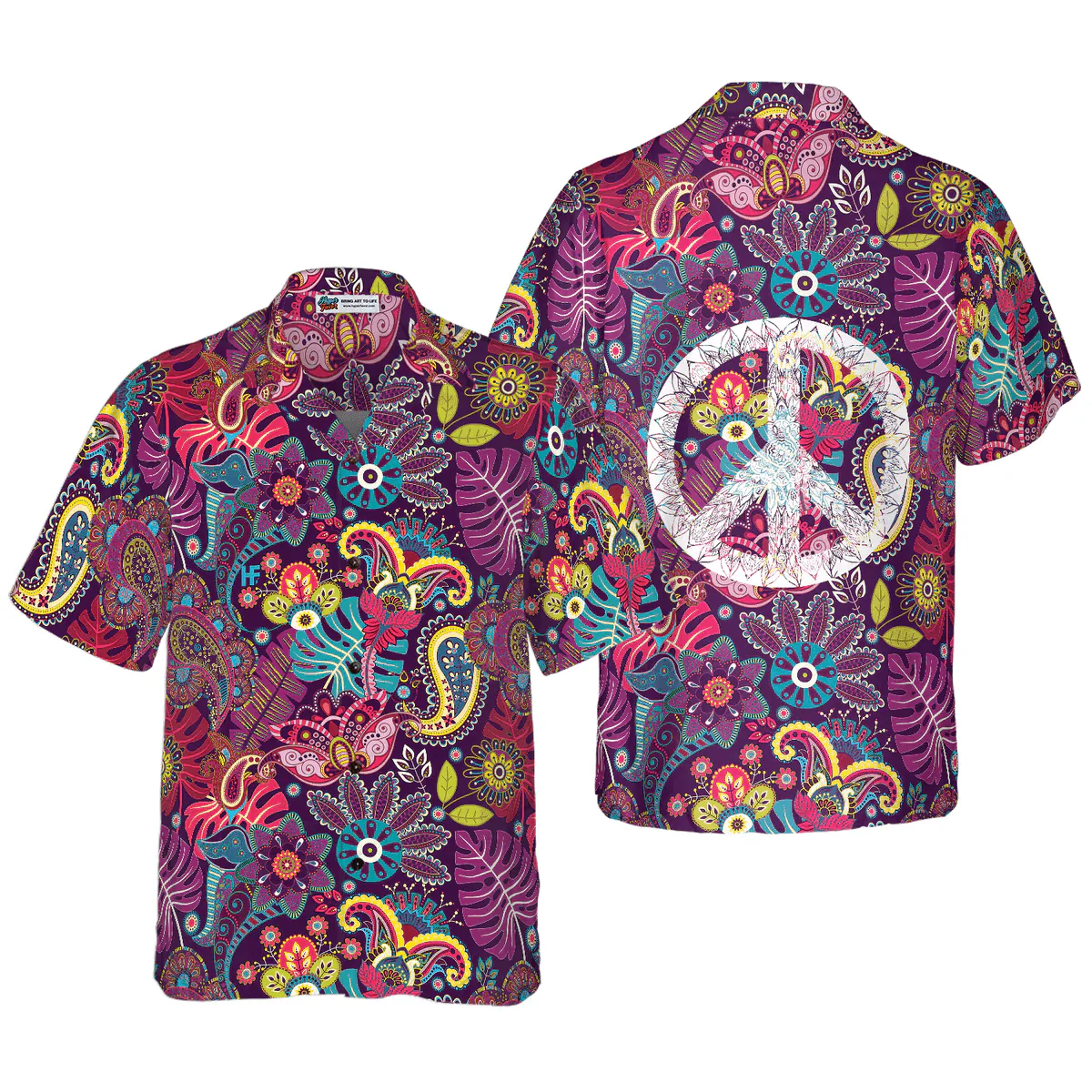 Hippie Hawaiian Shirt - Paisley Tropical Leaves Hawaiian Shirt - Perfect Gift For Husband, Boyfriend, Friend, Family