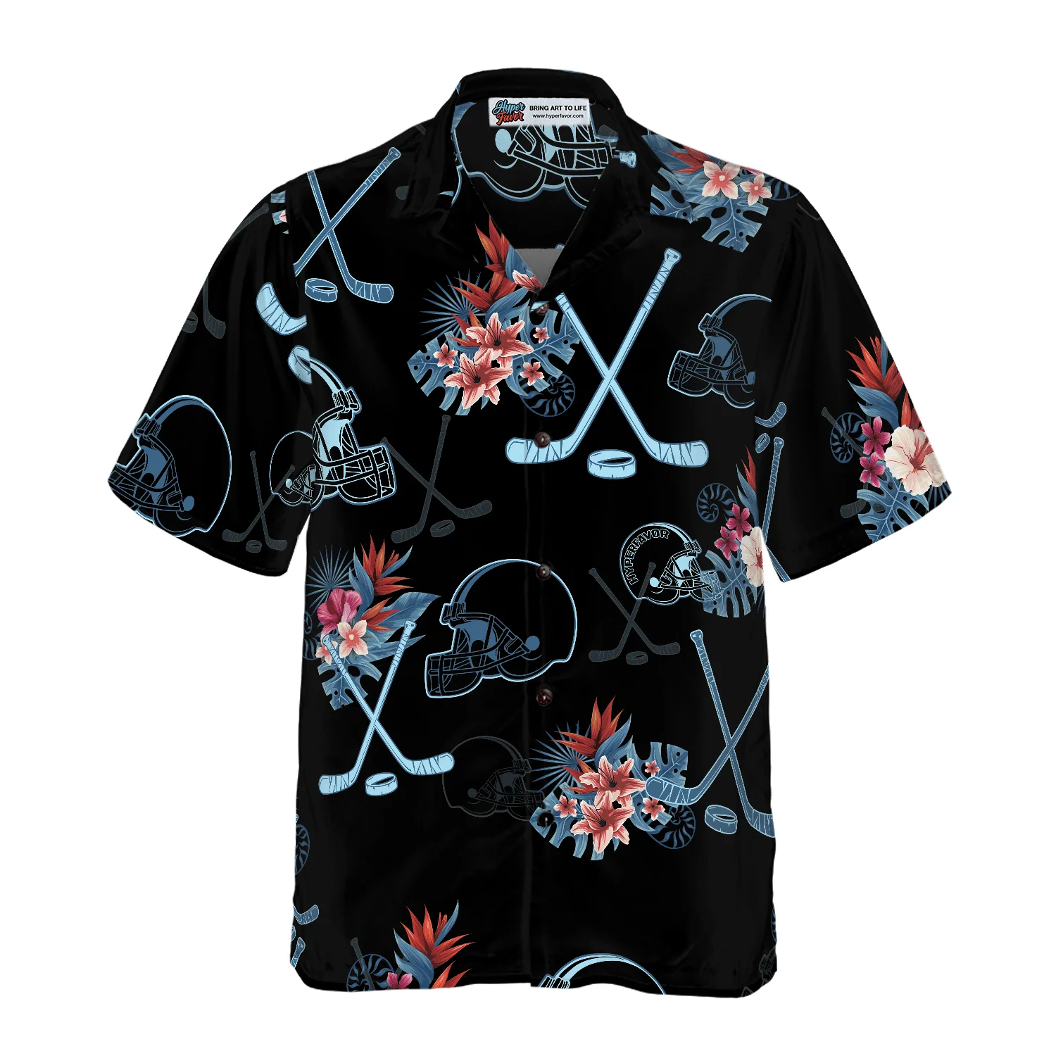 Hockey Helmet Tropical Pattern Aloha Hawaiian Shirt For Summer, Colorful Shirt For Men Women, Perfect Gift For Friend, Team, Family, Hockey Lovers - Image 3