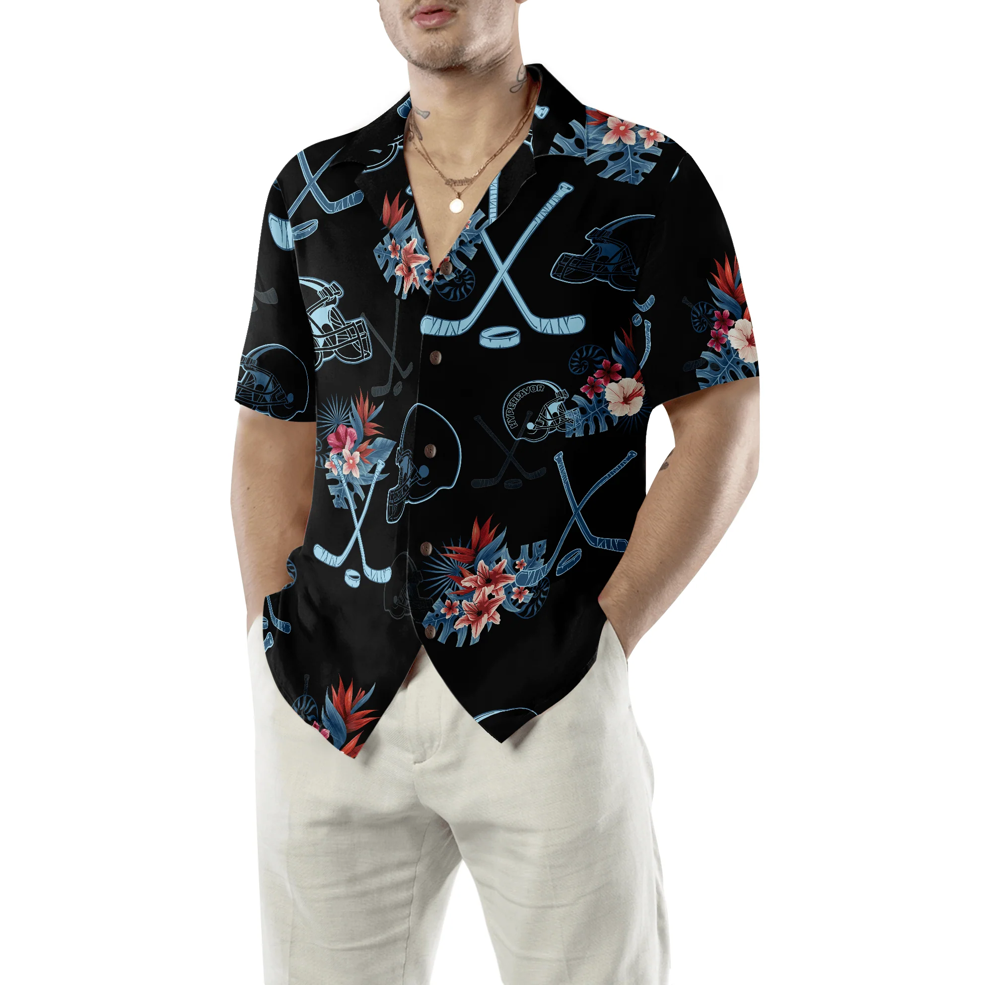 Hockey Helmet Tropical Pattern Aloha Hawaiian Shirt For Summer, Colorful Shirt For Men Women, Perfect Gift For Friend, Team, Family, Hockey Lovers - Image 5