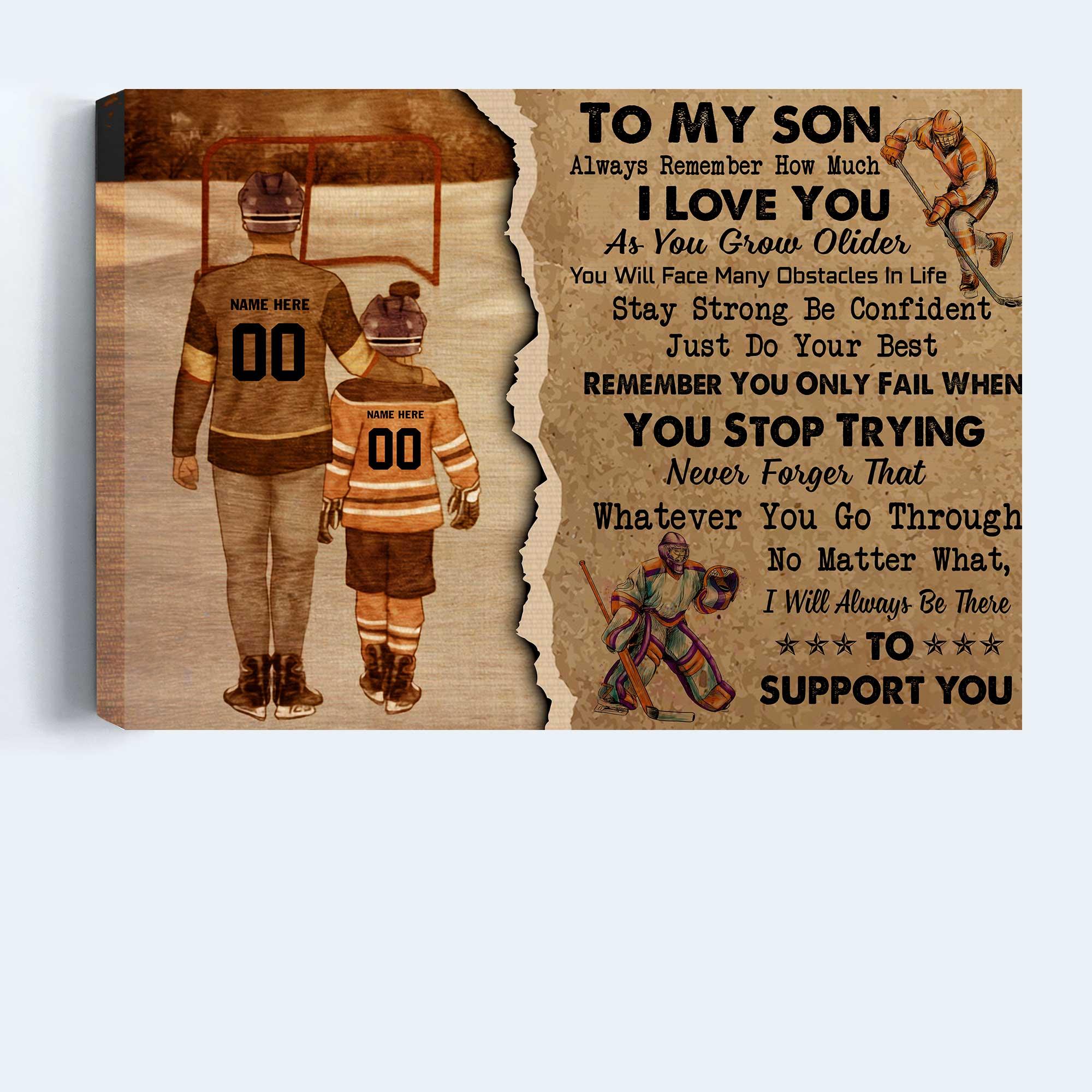 Hockey Landscape Canvas Custom Name & Number - To My Son I will Always Be There To Support You Personalized Canvas - Gift For Hockey Players, Family - Image 2