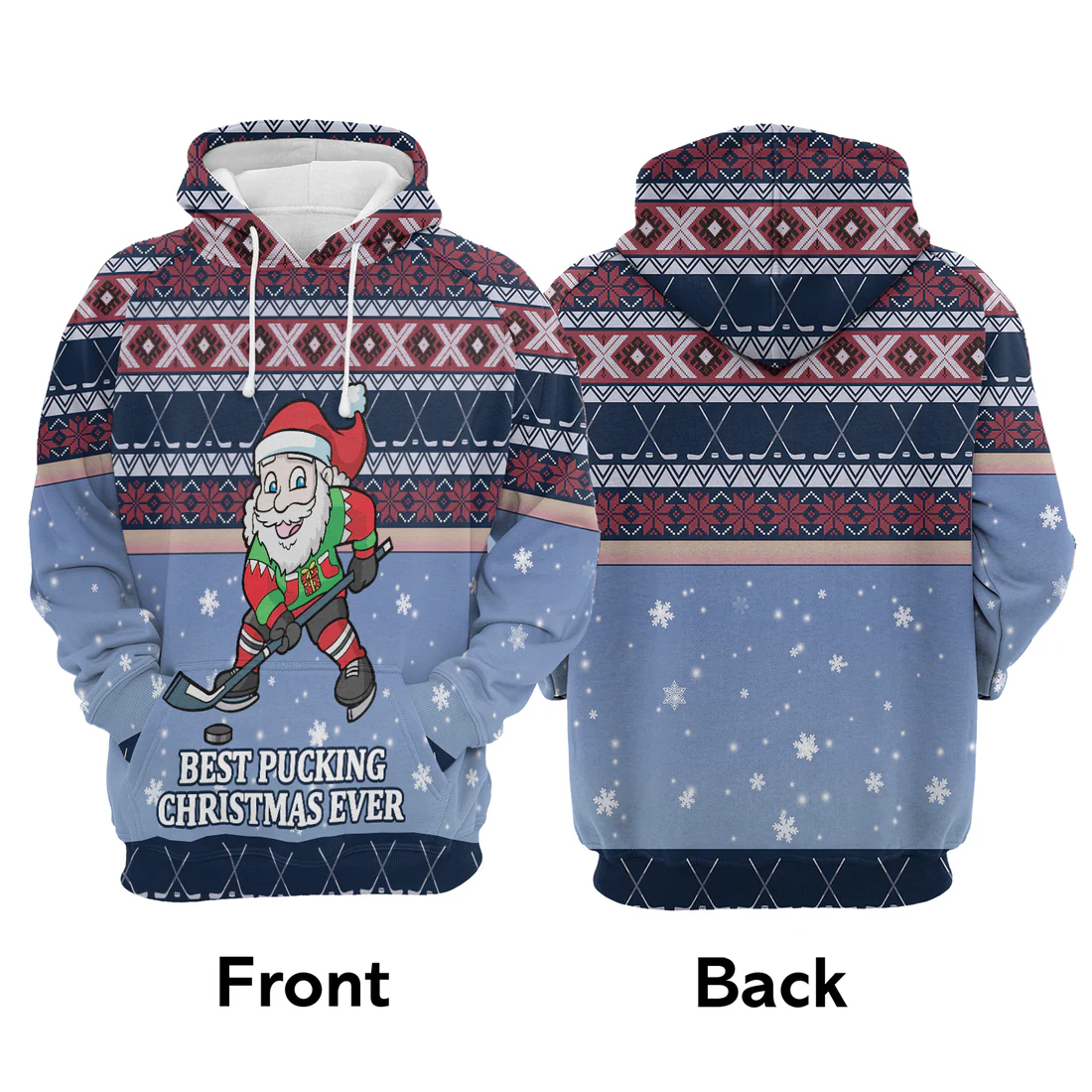 Hockey Premium Christmas Hoodie, Santa Hockey Unisex Hoodie For Men & Women - Perfect Gift For Christmas, Hockey Lover - Image 3
