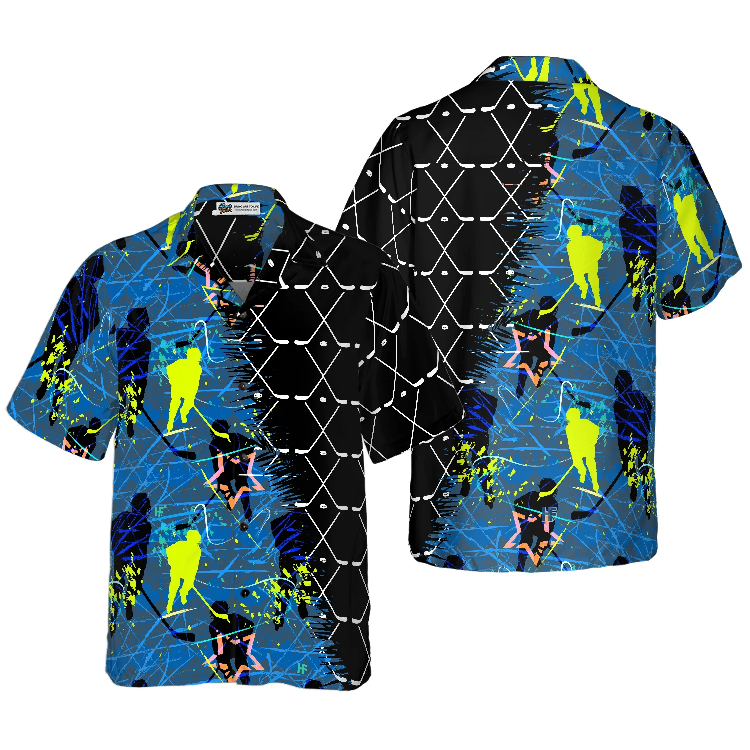 Hockey Sticks Pattern Aloha Hawaiian Shirt For Summer, Colorful Hawaiian Shirt Outfit For Men Women, Gift For Friend, Team, Family, Hockey Lovers