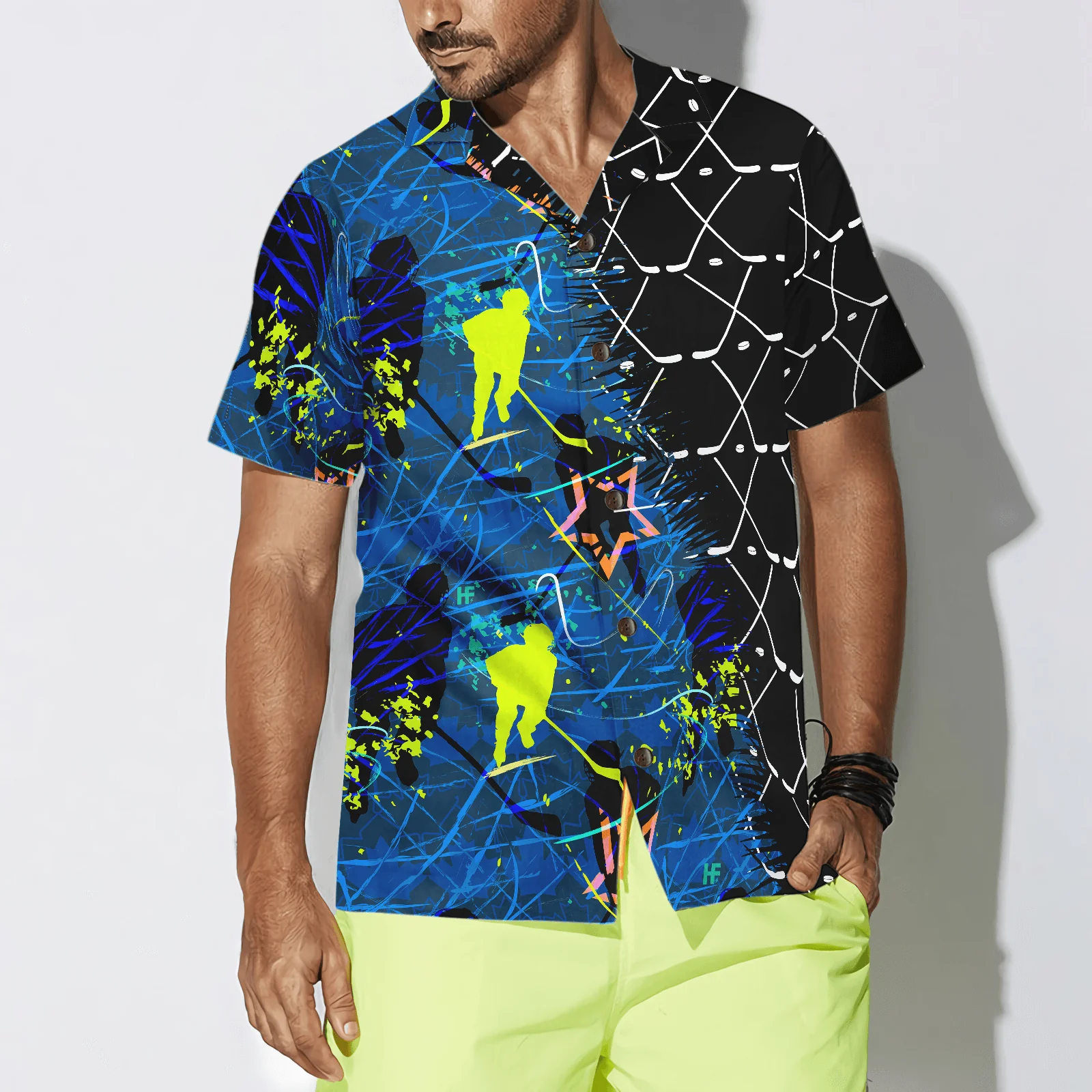 Hockey Sticks Pattern Aloha Hawaiian Shirt For Summer, Colorful Hawaiian Shirt Outfit For Men Women, Gift For Friend, Team, Family, Hockey Lovers - Image 4