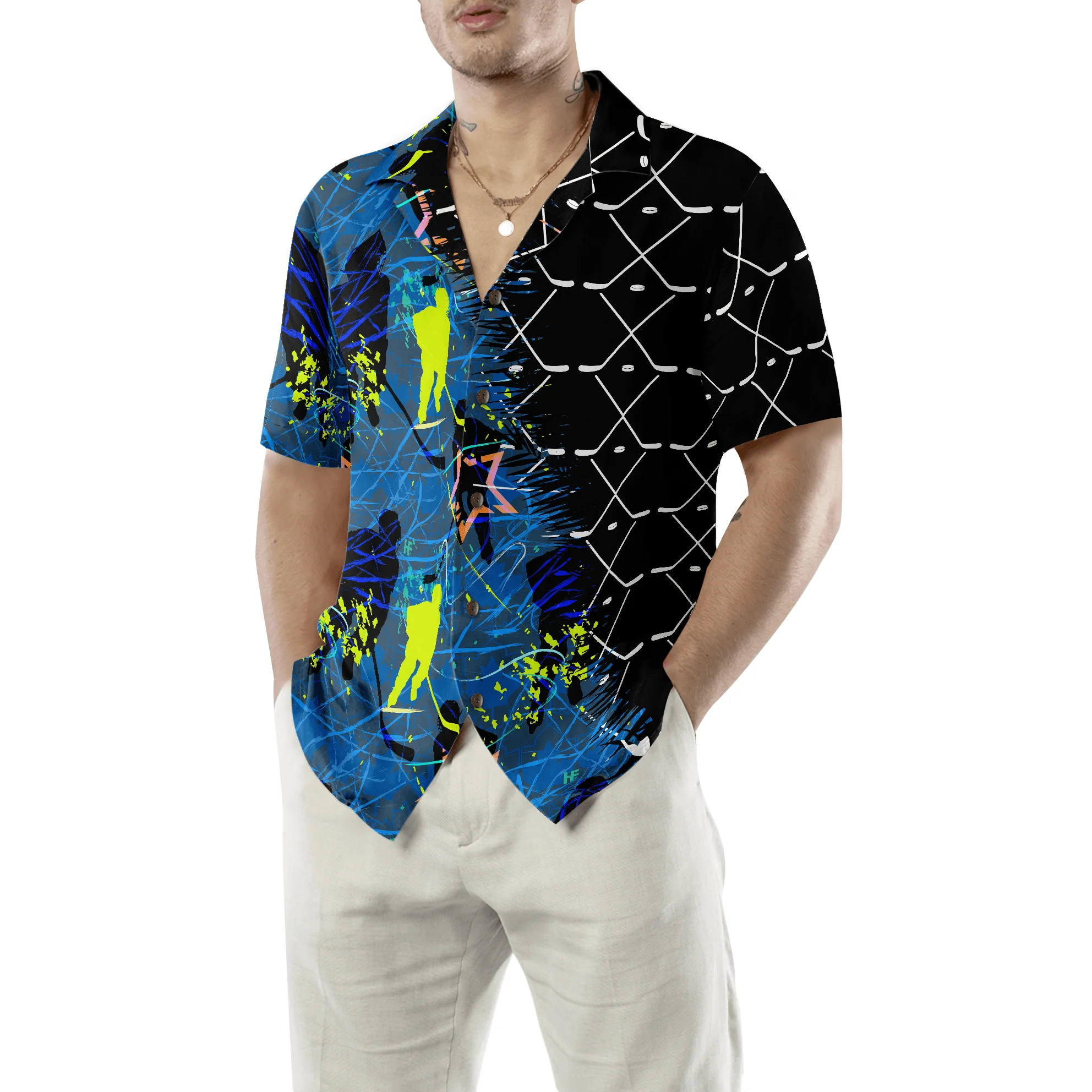 Hockey Sticks Pattern Aloha Hawaiian Shirt For Summer, Colorful Hawaiian Shirt Outfit For Men Women, Gift For Friend, Team, Family, Hockey Lovers - Image 5