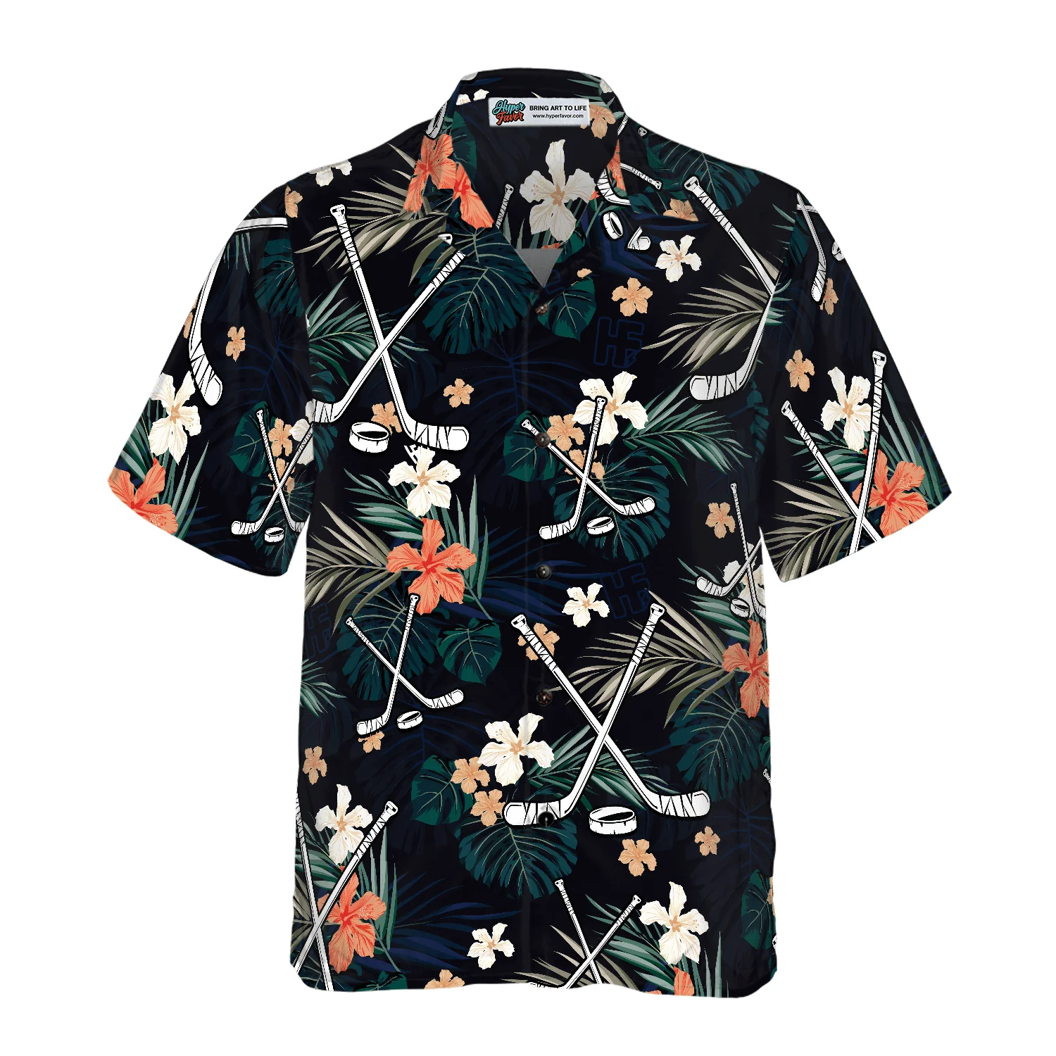 Hockey Tropical Black & Blue Hawaiian Shirt, Colorful Summer Aloha Shirt For Men Women, Perfect Gift For Husband, Wife, Friend, Family - Image 5