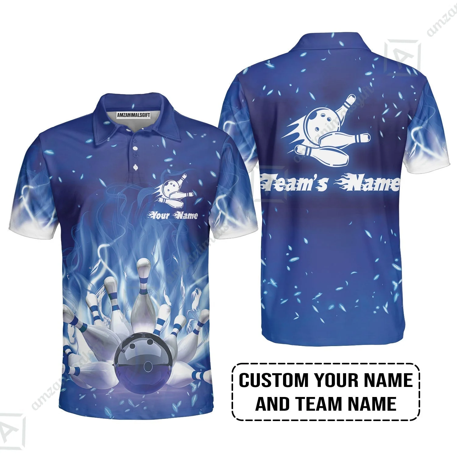 Hoodie Bowling Custom Name - Bowling On Blue Fire Personalized Bowling Hoodie - Image 5