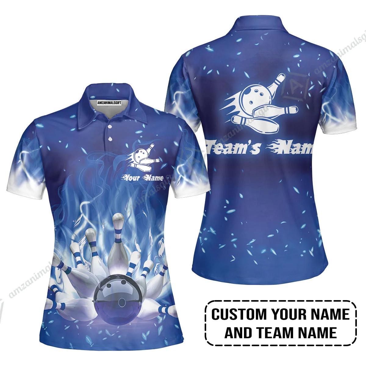 Hoodie Bowling Custom Name - Bowling On Blue Fire Personalized Bowling Hoodie - Image 6