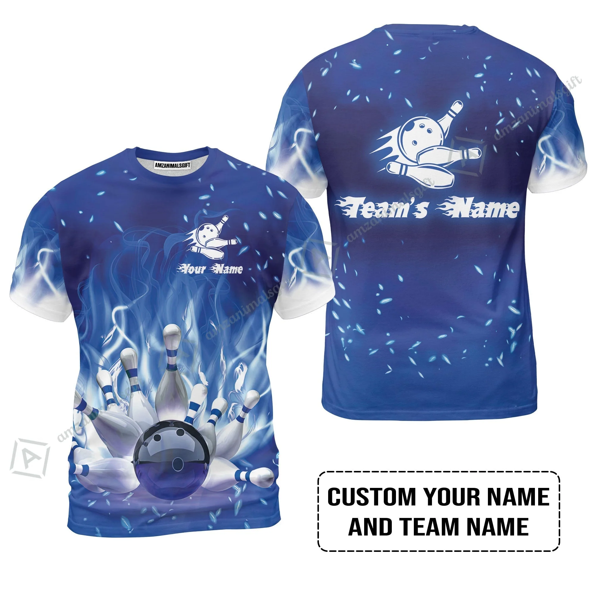 Hoodie Bowling Custom Name - Bowling On Blue Fire Personalized Bowling Hoodie - Image 8