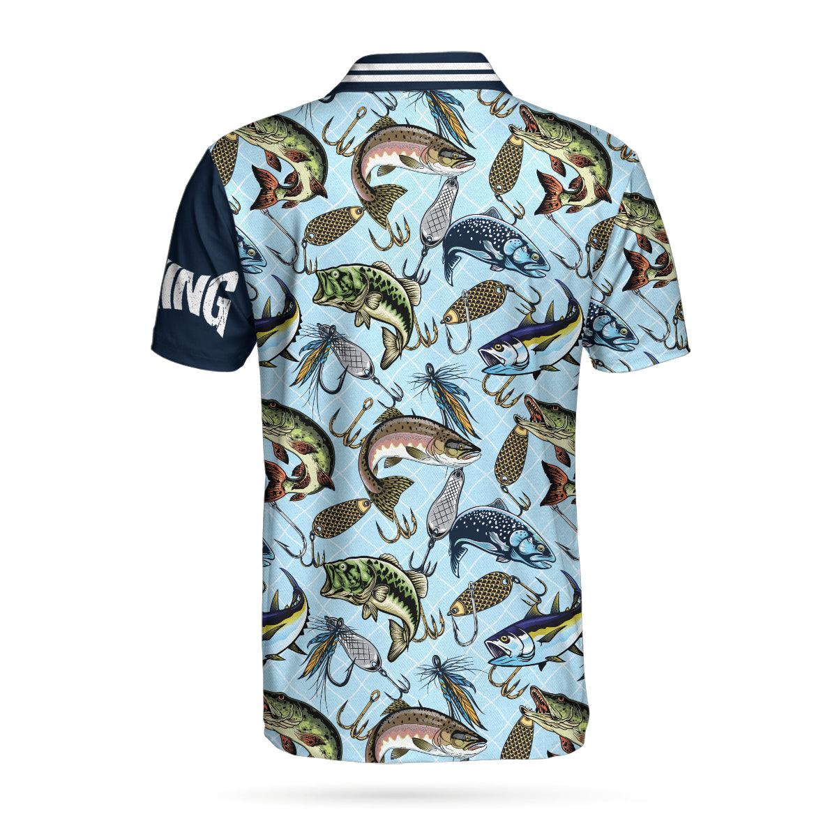 Hook And Fish Seamless Pattern Fishing Men Polo Shirt, Feelin' Fine And Castin' Line Fishing Shirt For Men, Gift For Fishing Lovers - Image 2