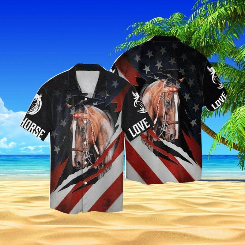 Horse Aloha Hawaiian Shirt - Love Horse Hawaiian Shirt, US Flag Hawaiian Shirt For Men & Women, Horse Lover