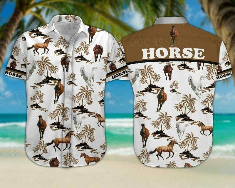 Horse Dog Aloha Hawaiian Shirt - Horse Wild Animal Hawaiian Shirt, Palm Tree Pattern Hawaiian Shirt For Men & Women, Horse Lover - Image 3