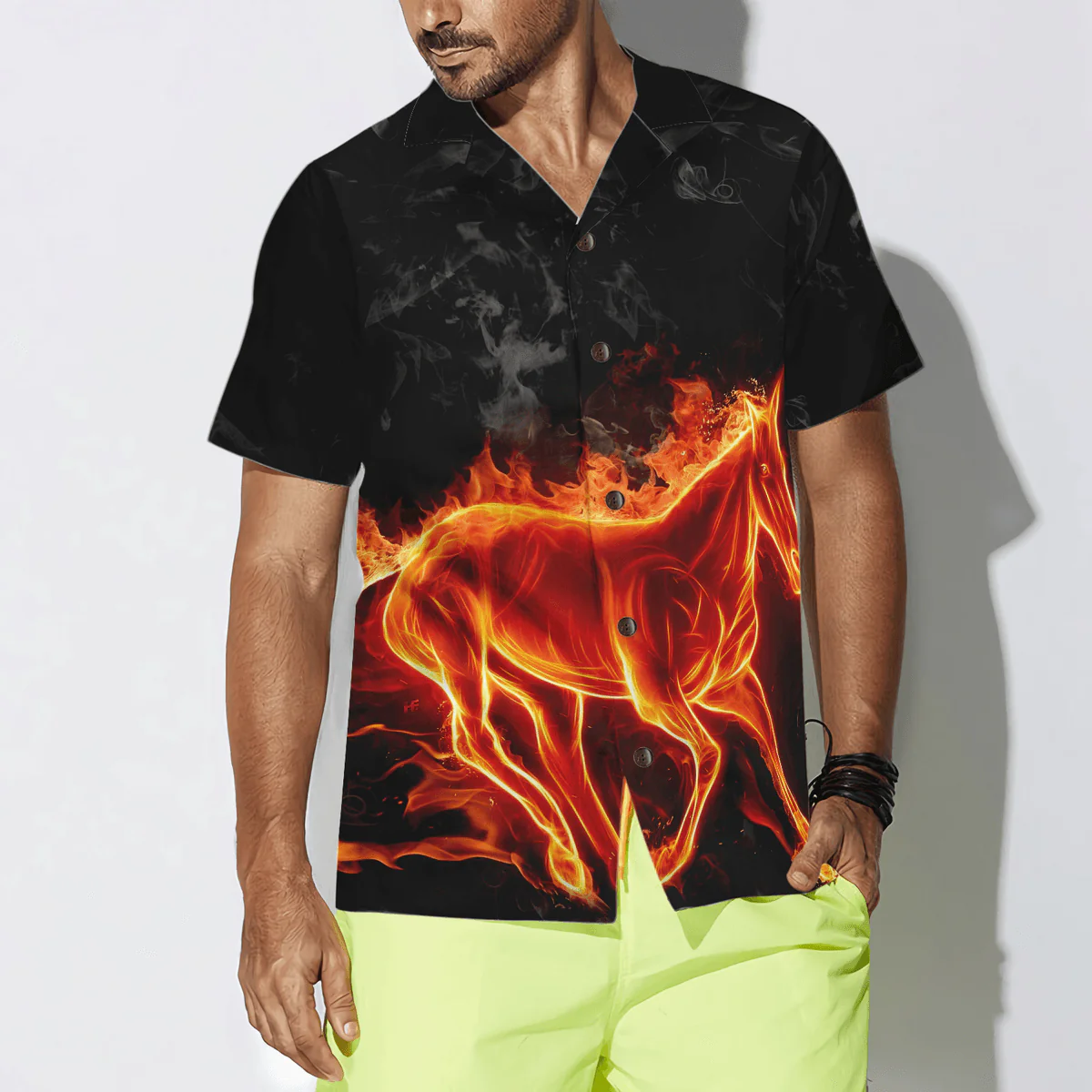 Horse Hawaiian Shirt, Fire Horse Aloha Shirt For Men - Perfect Gift For Horse Lovers, Husband, Boyfriend, Friend, Family - Image 4