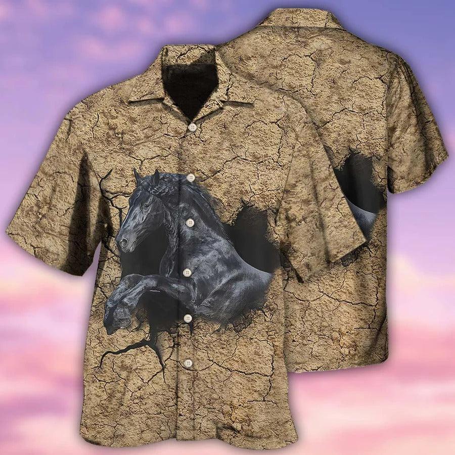 Horse Hawaiian Shirt For Summer - Horse Black Darkness Hawaiian Shirt - Perfect Gift For Men, Horse Lovers