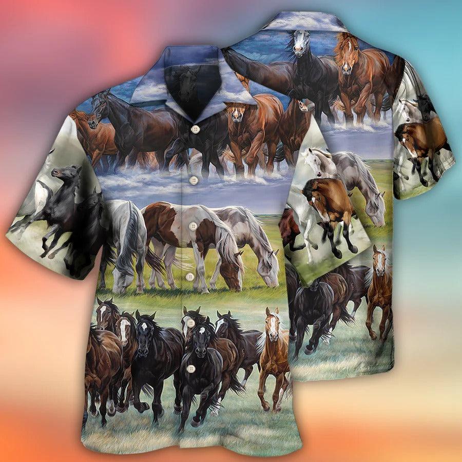 Horse Hawaiian Shirt For Summer - Horse In The Meadow Hawaiian Shirt - Perfect Gift For Men, Horse Lovers