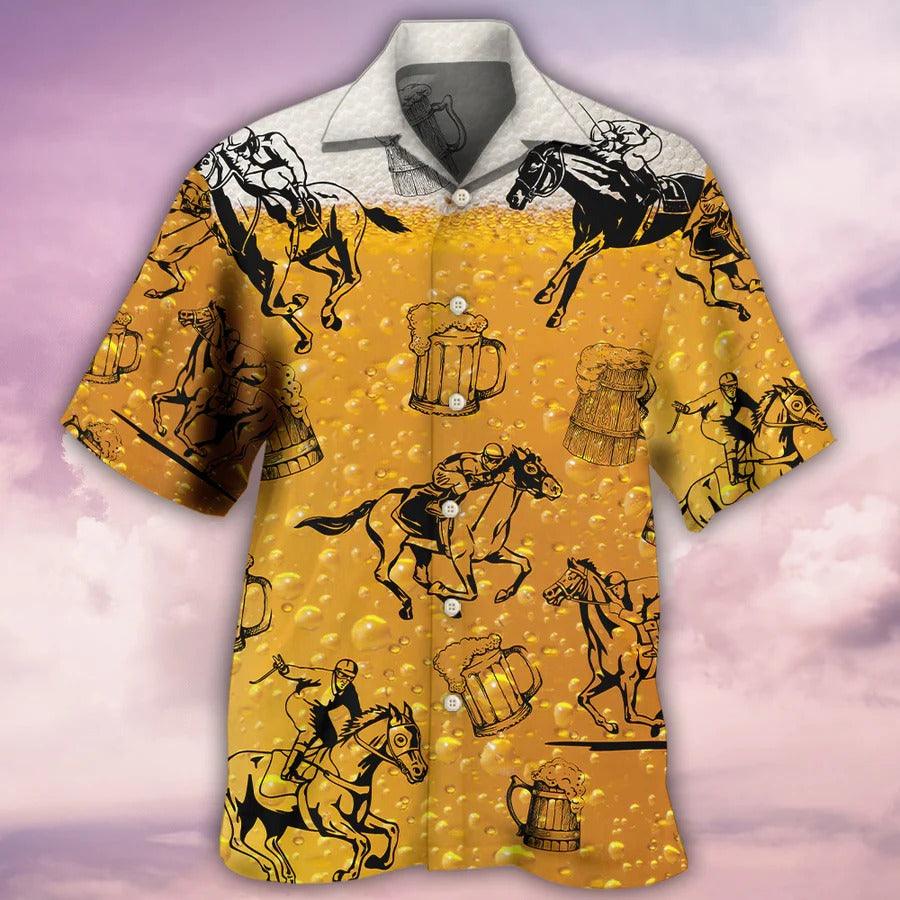 Horse Hawaiian Shirt For Summer - Horse Racing And Beer Hawaiian Shirt - I Like Beer And Horse Racing - Perfect Gift For Men, Horse Racing Lovers - Image 2