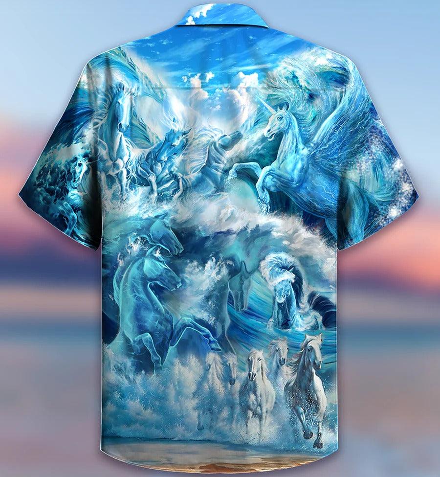 Horse Hawaiian Shirt For Summer - Horse Run To The Sea And Free The Souls Hawaiian Shirt - Perfect Gift For Men, Horse Racing Lovers