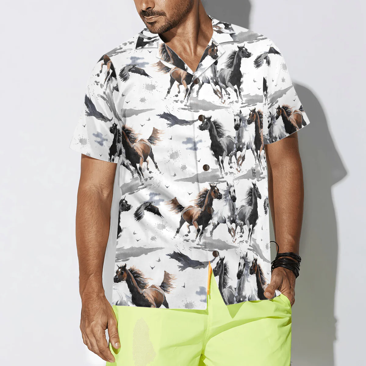 Horse Hawaiian Shirt, Racing Horse Aloha Shirt For Men - Perfect Gift For Horse Lovers, Husband, Boyfriend, Friend, Family - Image 4