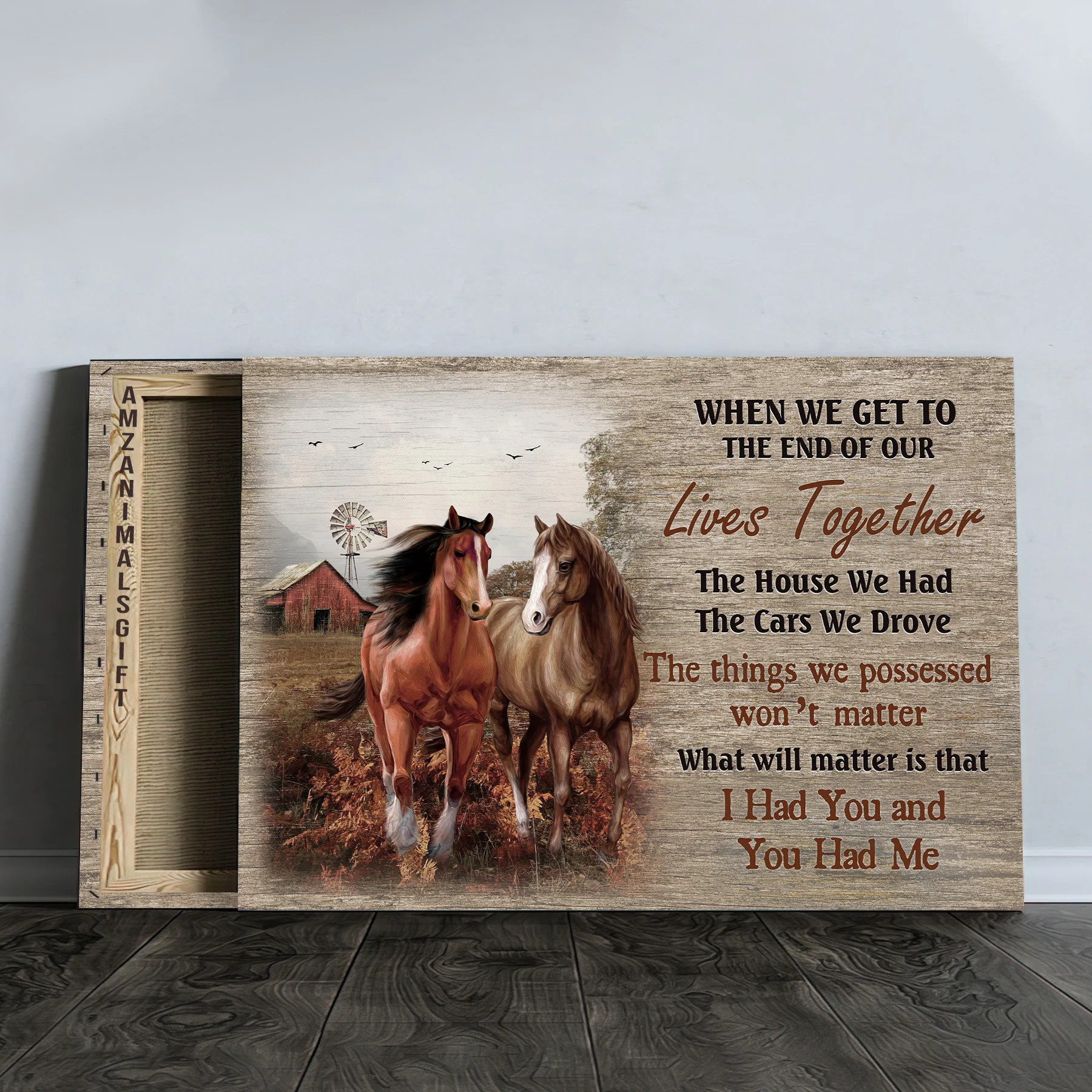 Horse Premium Wrapped Landscape Canvas - Beautiful Horse, Countryside Painting, Windmill, I Had You And You Had Me - Gift For Horse Lovers - Image 4