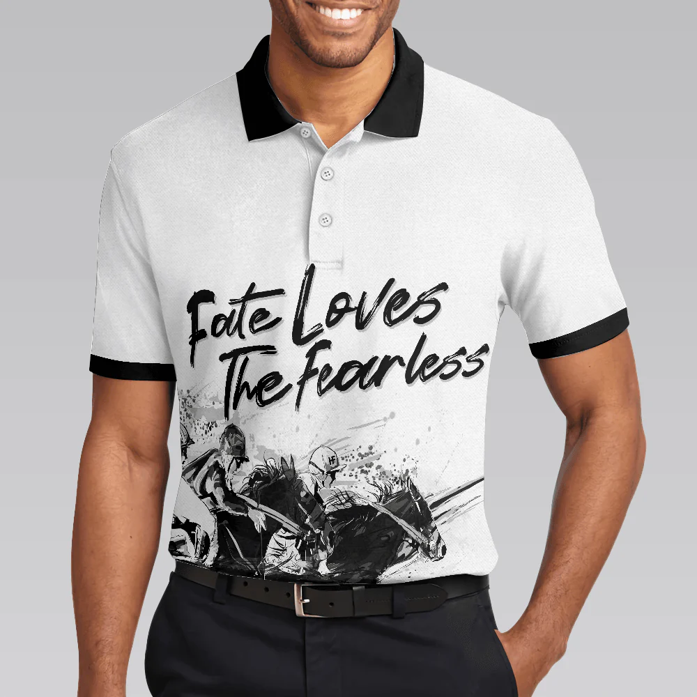 Horse Rider Men Polo Shirt, Fate Loves The Fearless Horse Riding Polo Shirt, Horse Riding Shirt For Men, Gifts for Equestrians - Image 4