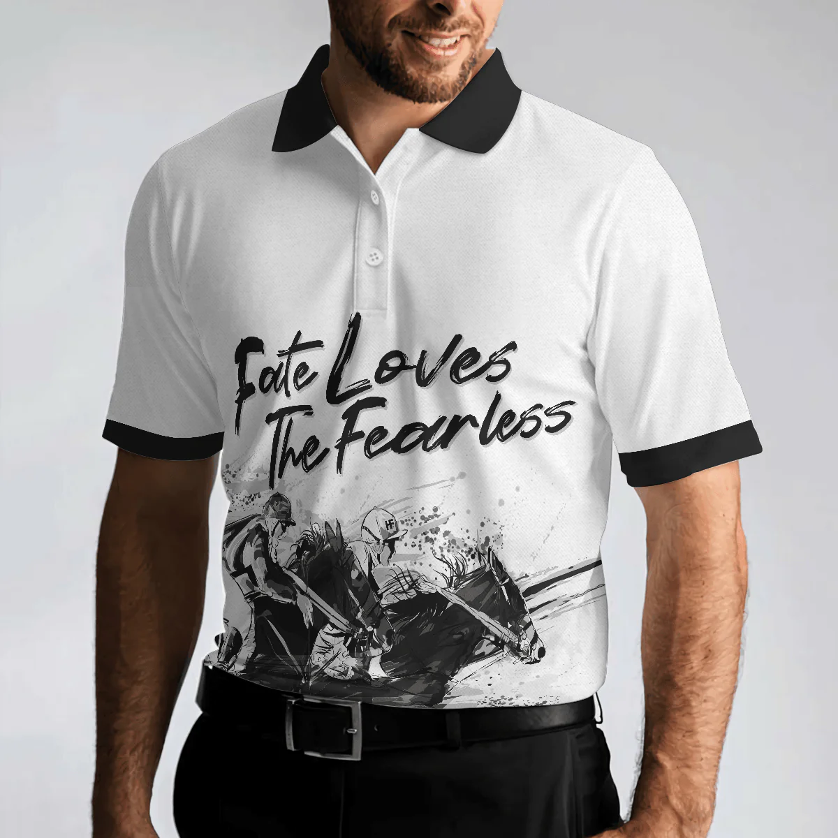 Horse Rider Men Polo Shirt, Fate Loves The Fearless Horse Riding Polo Shirt, Horse Riding Shirt For Men, Gifts for Equestrians - Image 5