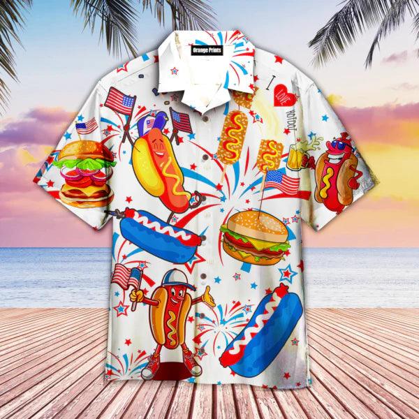 Hot Dog Hawaiian Shirt - Funny American Hot Dog 4th Of July Independence Day Hawaiian Shirt - Perfect Gift For Friend, Family