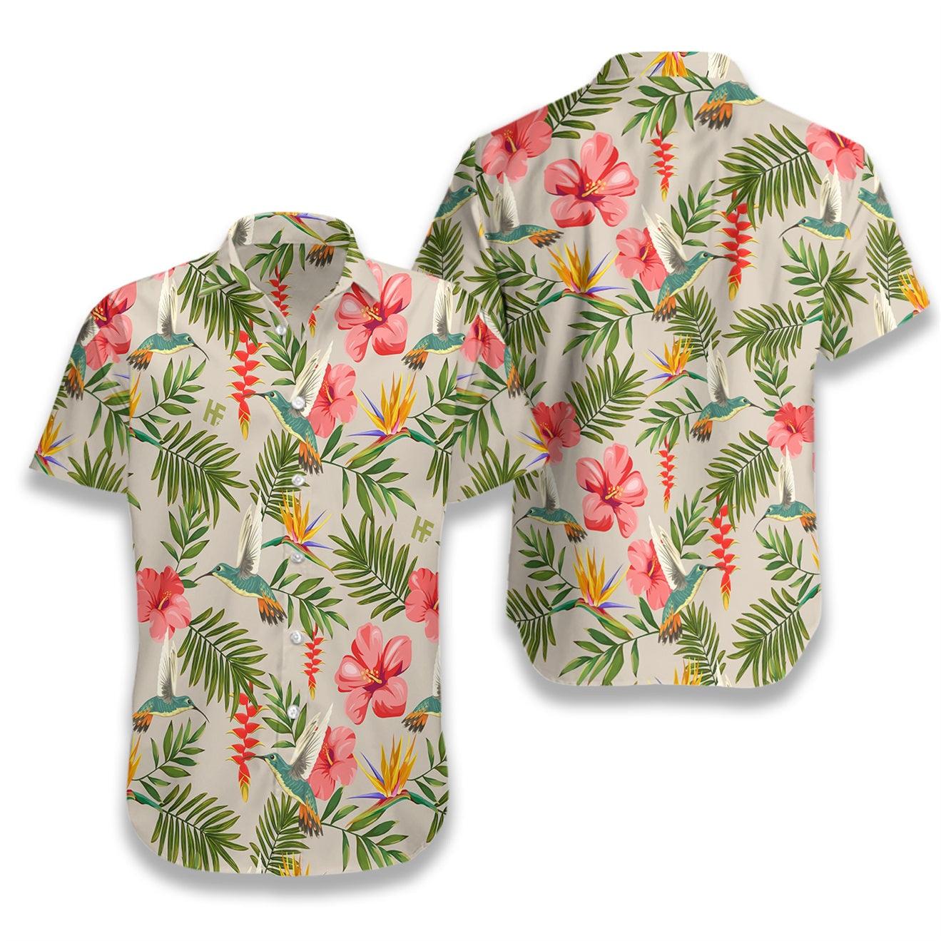 Hummingbird Hawaiian Shirt, Hummingbird Tropical Hibiscus Hawaiian Shirt, Gift For Husband, Wife, Boyfriend, Friend