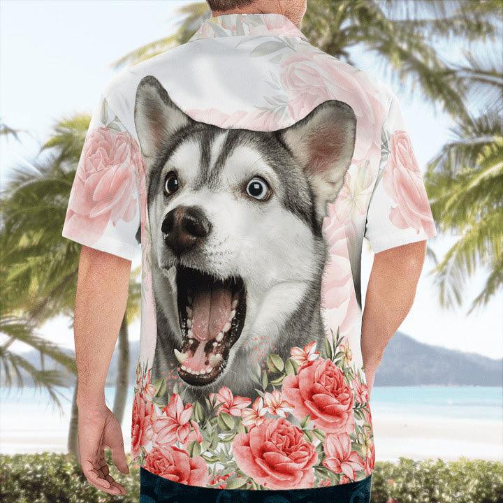 Husky Hawaiian Shirt, Husky Flower Hawaiian Shirt, Husky Summer Aloha Shirt- Perfect Gift For Men, Women, Dog Lover, Friend, Family - Image 2