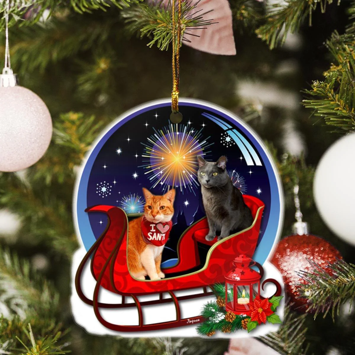 I love santa cat mica ornament gift for christmas 2022 - Image 2