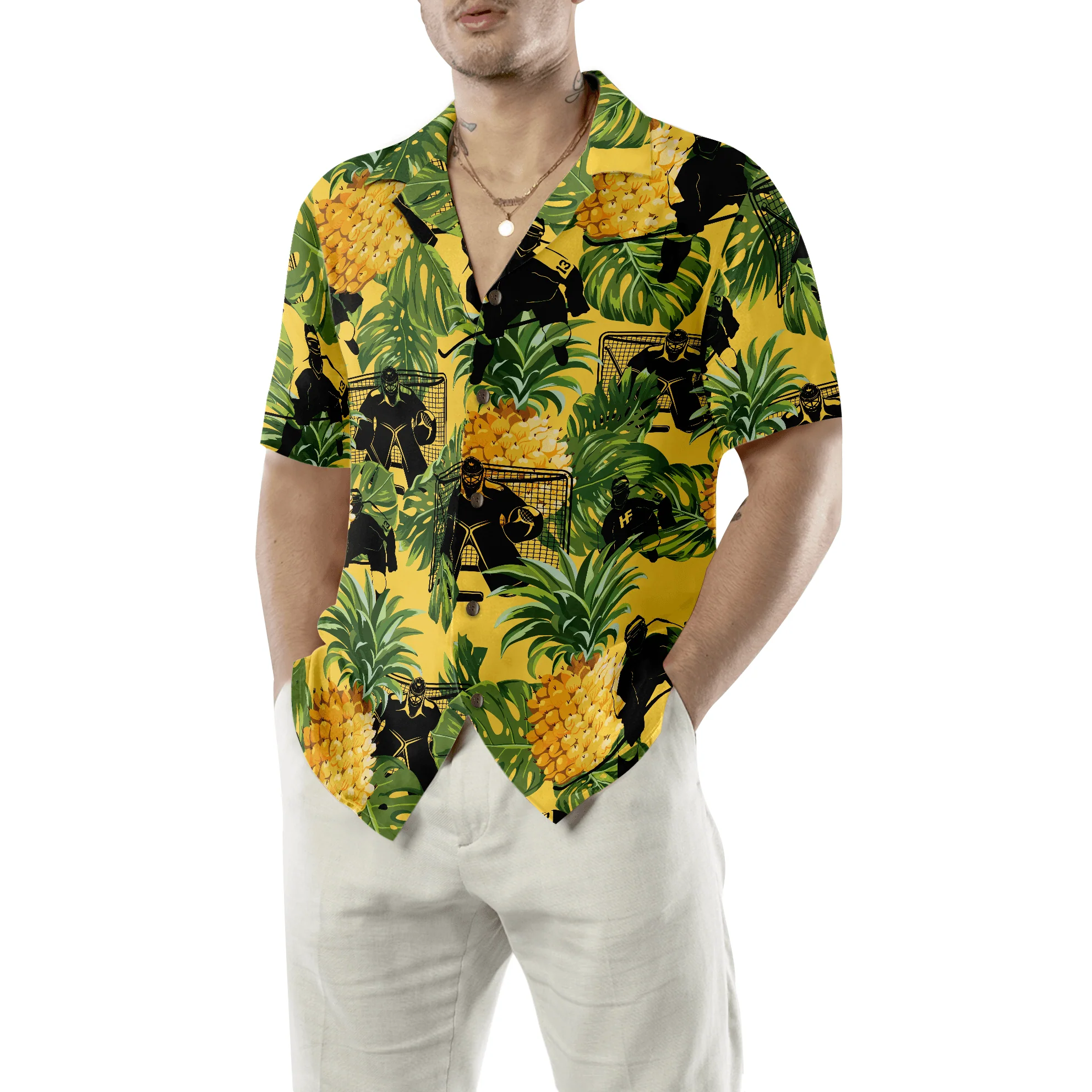Ice Hockey Tropical Aloha Hawaiian Shirt For Summer, Colorful Hawaiian Shirt Outfit For Men Women, Gift For Friend, Team, Family, Hockey Lovers - Image 5