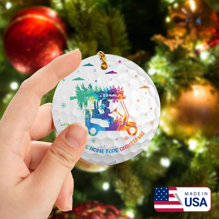 I'll Be Home Fore Christmas Watercolor Golf Ceramic Ornament - Best Gift For Golf Lovers, New Year, Christmas - Image 2