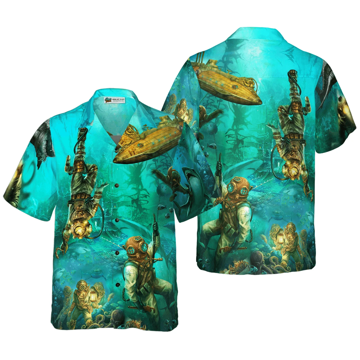 Into The Sea Scuba Diving Hawaiian Shirt, Colorful Summer Aloha Shirt For Men Women, Gift For Husband, Wife, Friend, Family, Diving Lovers
