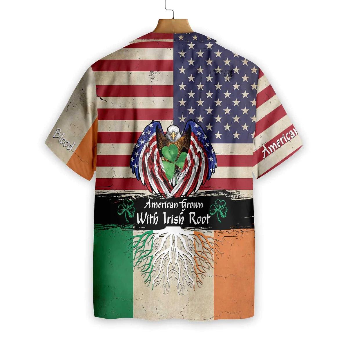 Irish Hawaiian Shirts, American Flag, American Grown With Irish Root Hawaiian Shirt - Perfect Gift For Men, Friends, Family - Image 3