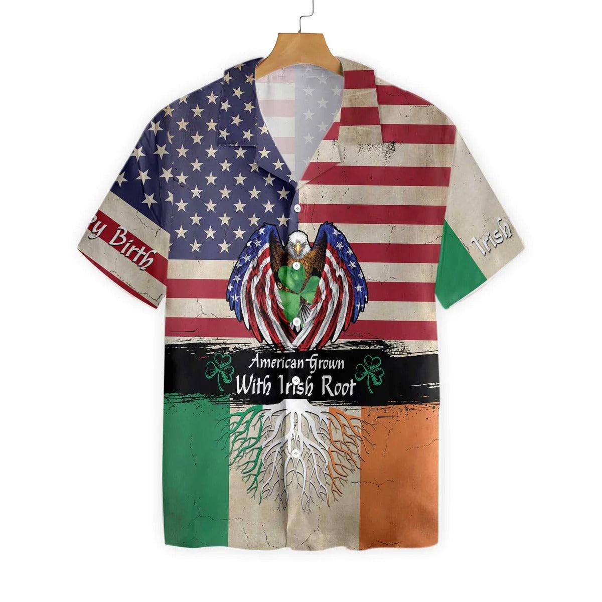 Irish Hawaiian Shirts, American Flag, American Grown With Irish Root Hawaiian Shirt - Perfect Gift For Men, Friends, Family - Image 4