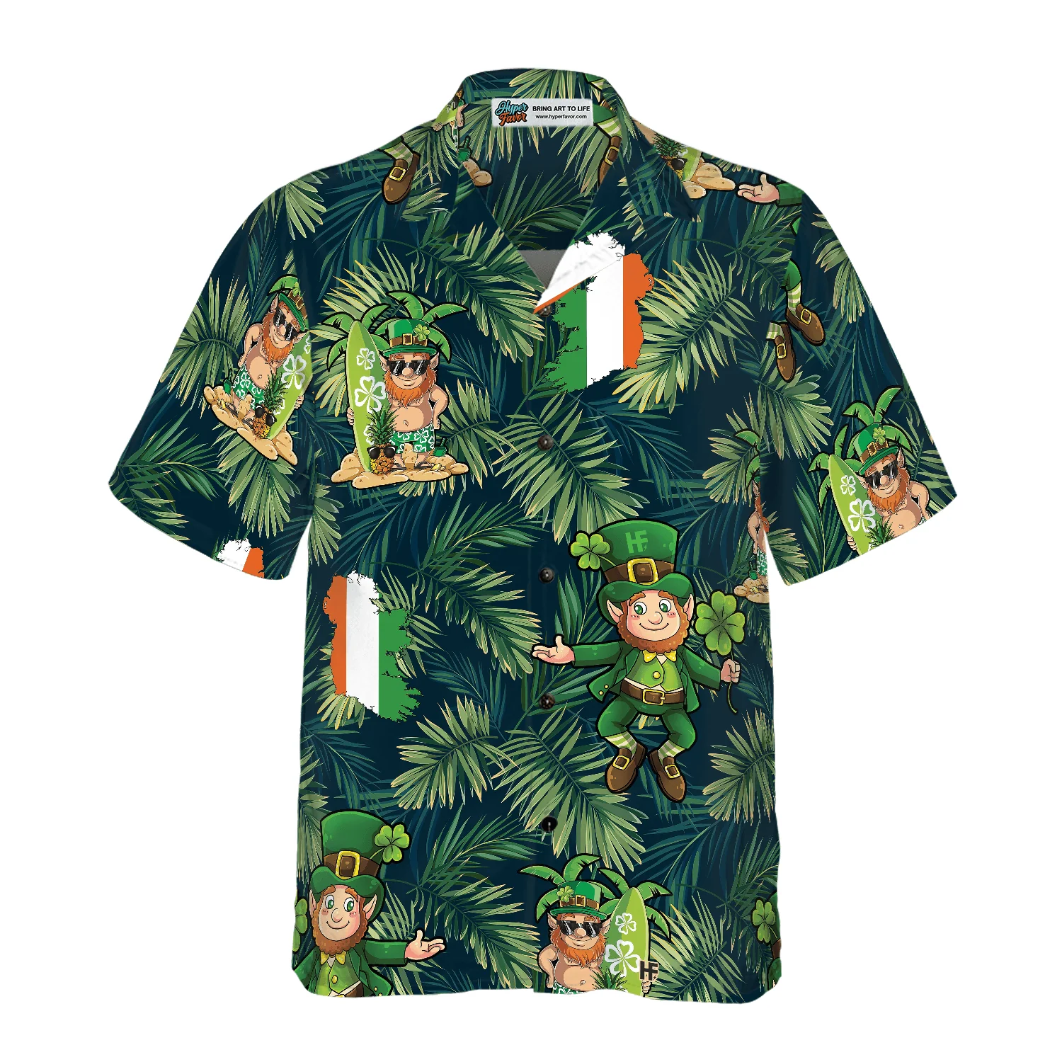 Irish People Proud Leprechaun Tropical Hawaiian Shirt, Colorful Summer Aloha Shirts For Men Women, Perfect Gift For Husband, Wife, Boyfriend, Friend - Image 2