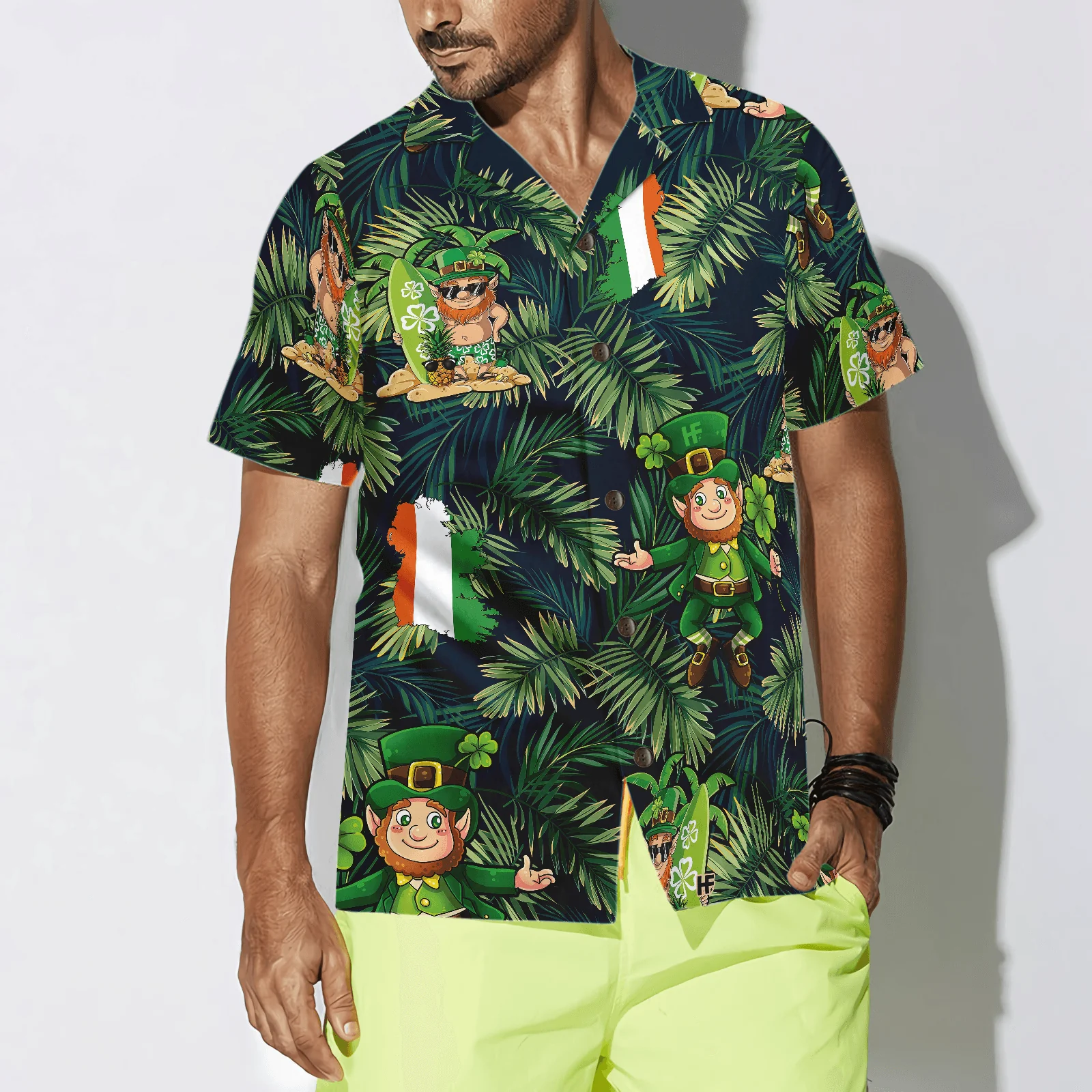 Irish People Proud Leprechaun Tropical Hawaiian Shirt, Colorful Summer Aloha Shirts For Men Women, Perfect Gift For Husband, Wife, Boyfriend, Friend - Image 4
