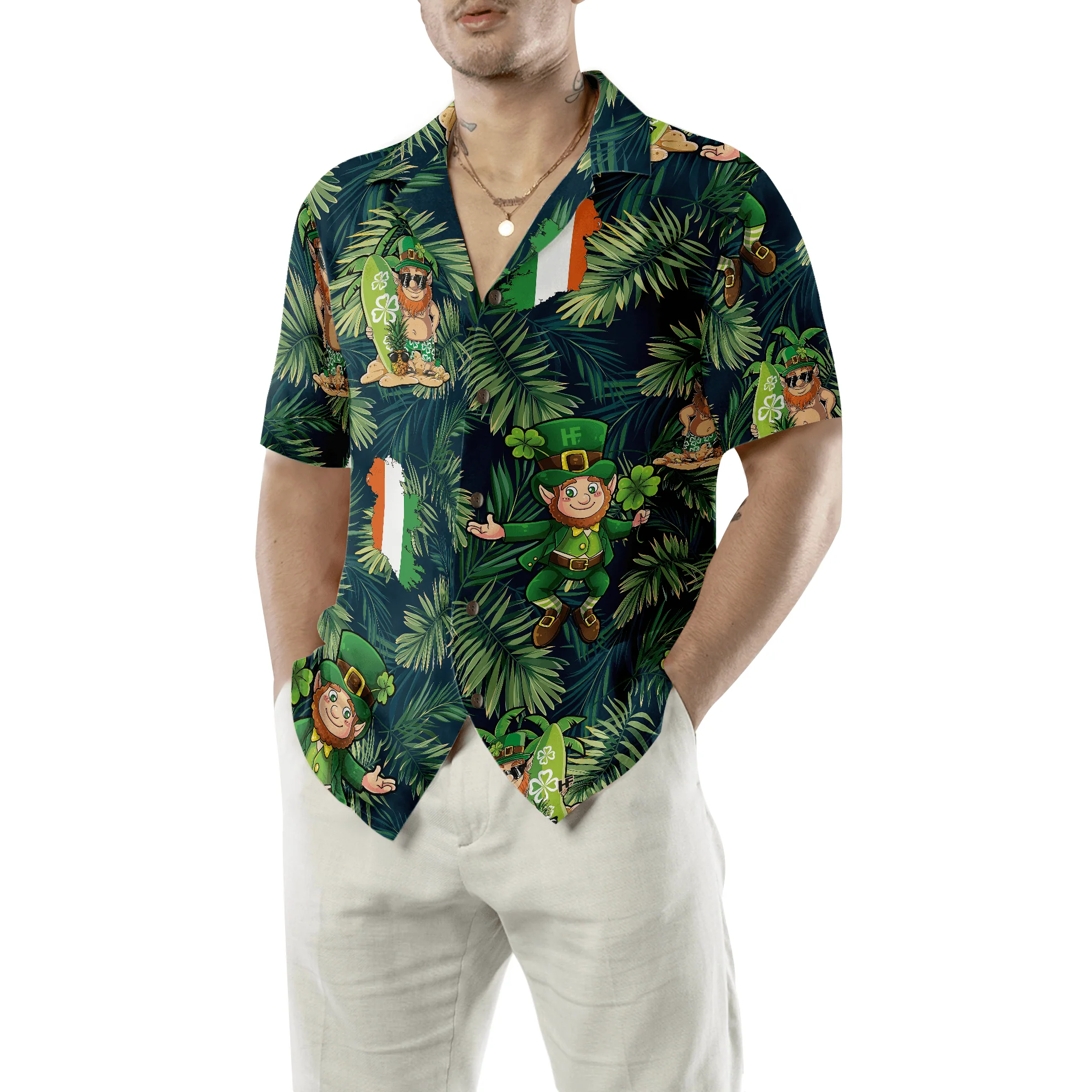 Irish People Proud Leprechaun Tropical Hawaiian Shirt, Colorful Summer Aloha Shirts For Men Women, Perfect Gift For Husband, Wife, Boyfriend, Friend - Image 5