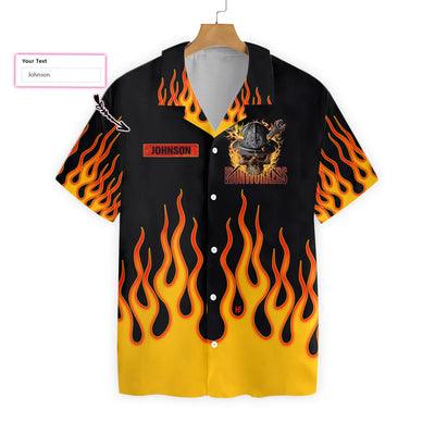 Ironworker Custom Name Hawaiian Shirt, Skull Flame Ironworker Custom Aloha Shirt For Men - Perfect Gift For Ironworker, Friend, Family - Image 2