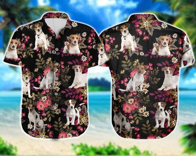 Jack Russell Dog Aloha Hawaiian Shirt, Jack Russell Pet Cute Hawaiian Shirt, Flowers Floral Pattern Hawaiian Shirt For Men & Women, Jack Russell Lover