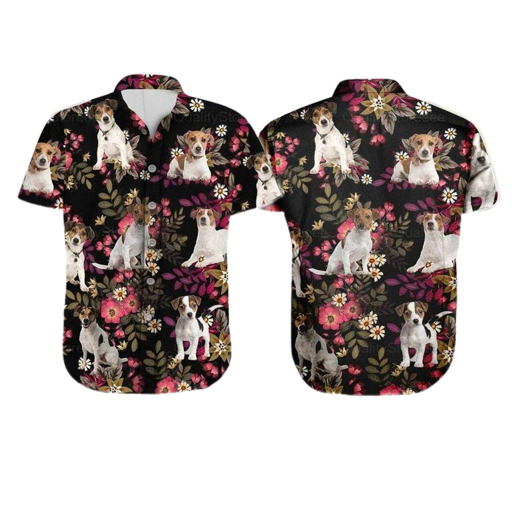 Jack Russell Dog Aloha Hawaiian Shirt, Jack Russell Pet Cute Hawaiian Shirt, Flowers Floral Pattern Hawaiian Shirt For Men & Women, Jack Russell Lover - Image 2