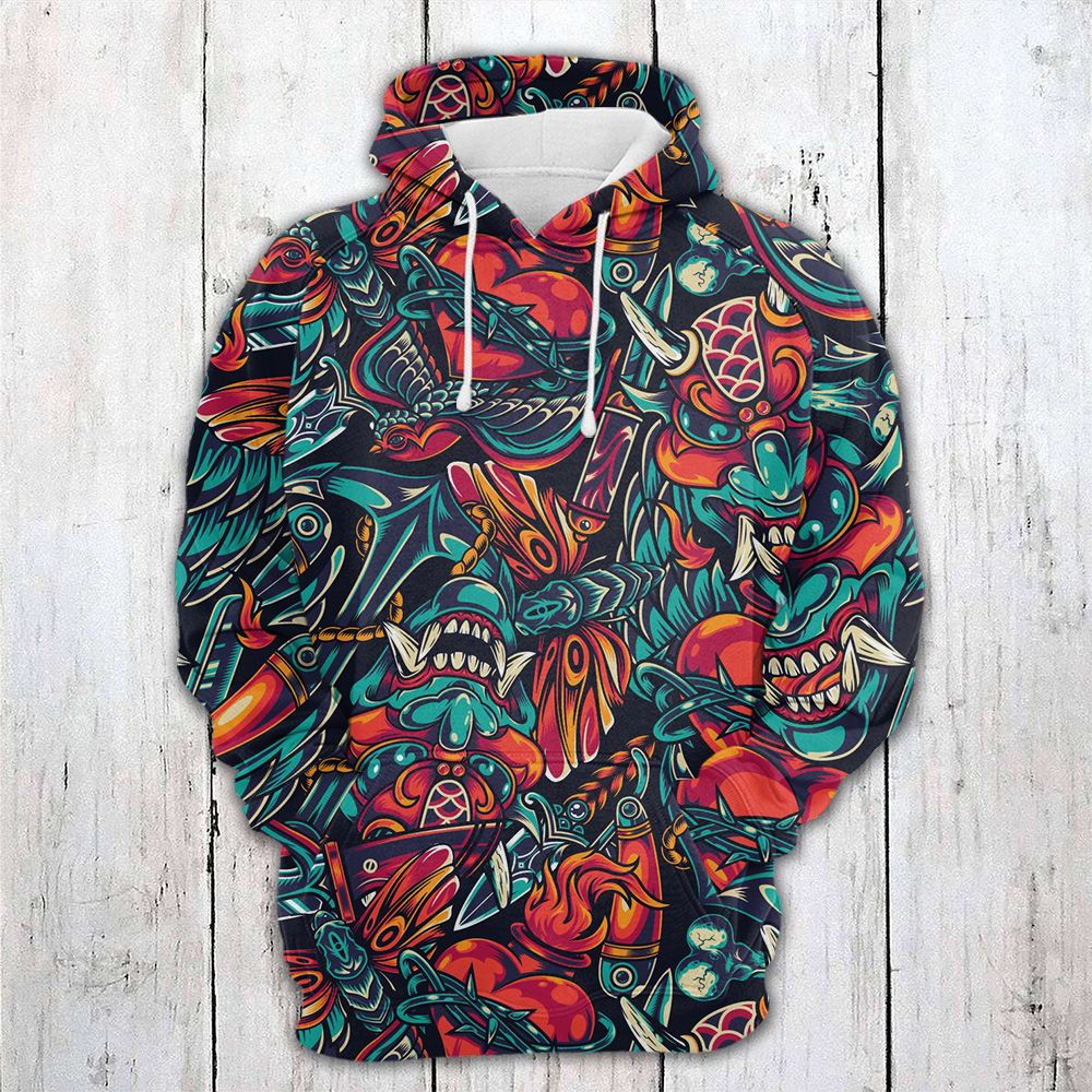 Japan Vintage Tattoo Pullover Premium Hoodie, Perfect Outfit For Men And Women On Christmas New Year Autumn Winter - Image 2