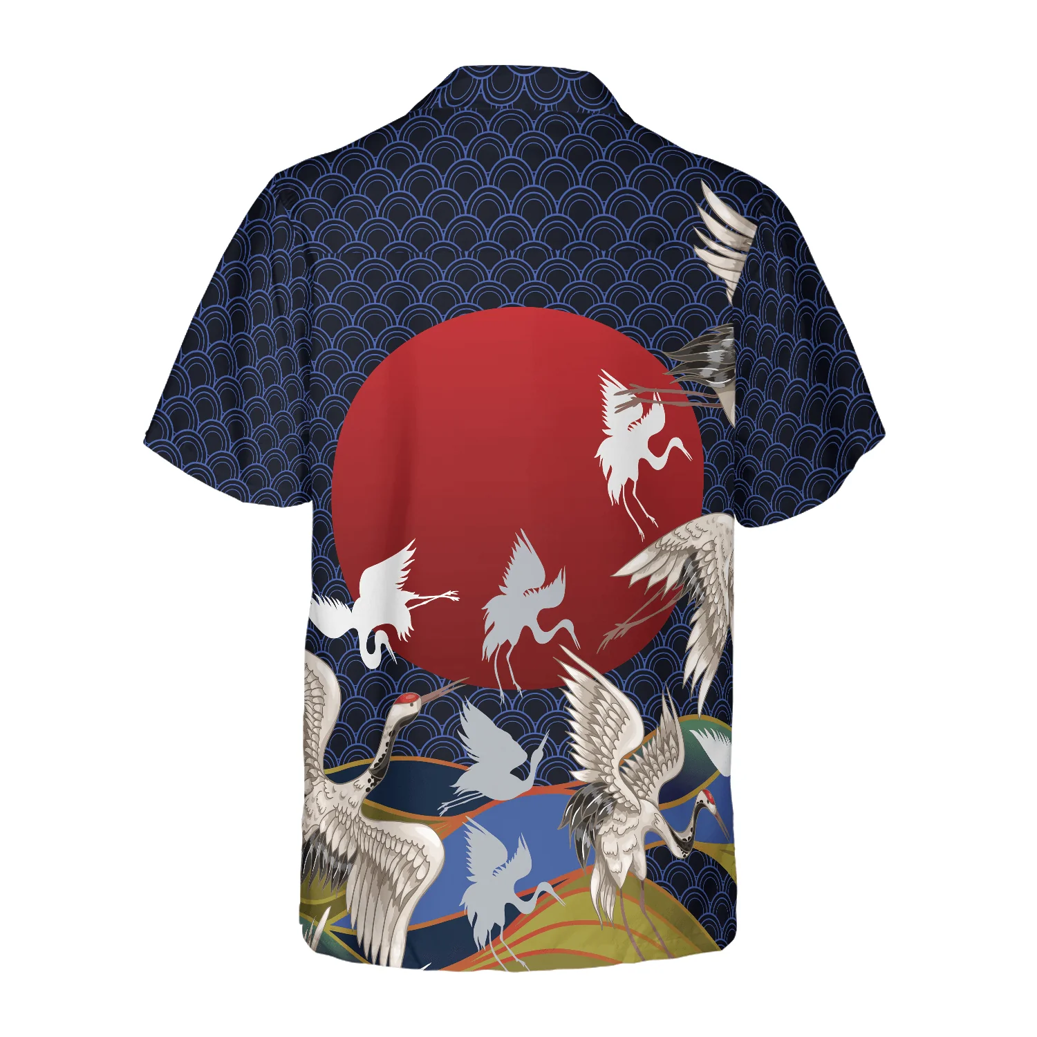 Japanese Cranes Hawaiian Shirt, Colorful Summer Aloha Shirts For Men Women, Perfect Gift For Husband, Wife, Boyfriend, Girlfriend - Image 3