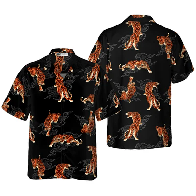 Japanese Tiger Hawaiian Shirt, Tiger Hawaiian Shirt For Men - Perfect Gift For Tiger Lovers, Animal Lovers, Friends, Husband, Boyfriend, Family