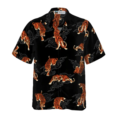Japanese Tiger Hawaiian Shirt, Tiger Hawaiian Shirt For Men - Perfect Gift For Tiger Lovers, Animal Lovers, Friends, Husband, Boyfriend, Family - Image 3