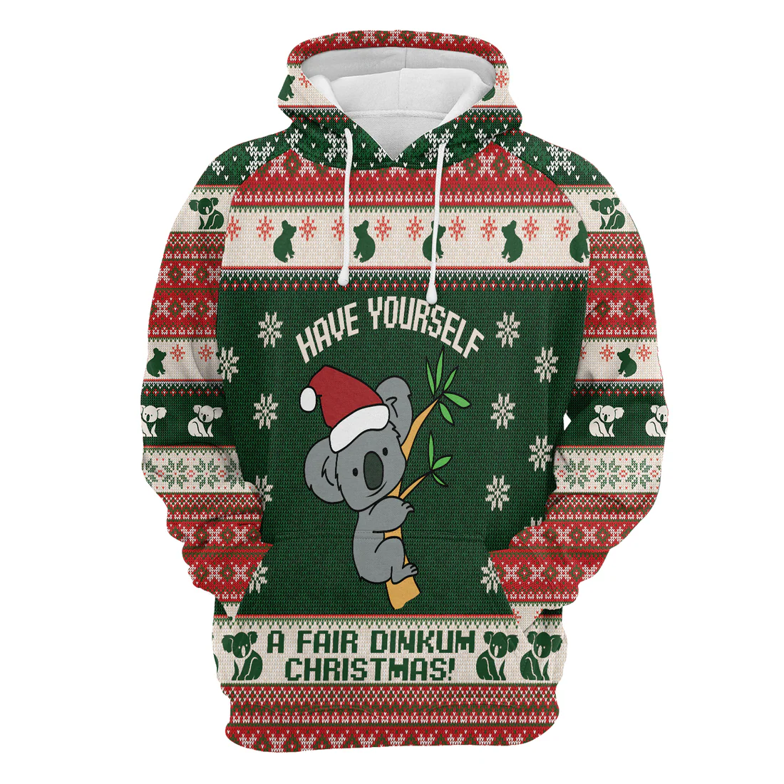 Koala Premium Christmas Hoodie, Koala Fair Dinkum Christmas Unisex Hoodie For Men & Women - Perfect Gift For Christmas, Koala Lover - Image 4
